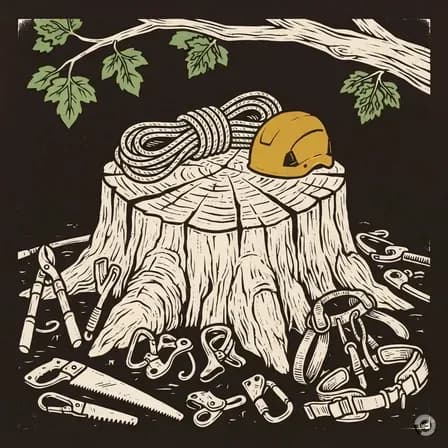 Woodcut card image for the safety and the trade section